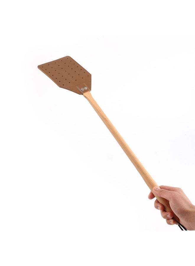 مضرب الذباب الجلدي ، مقبض خشب الزان للذباب لل في المنزل، مثالي لمكافحة الحشرات بفعالية - Image 2