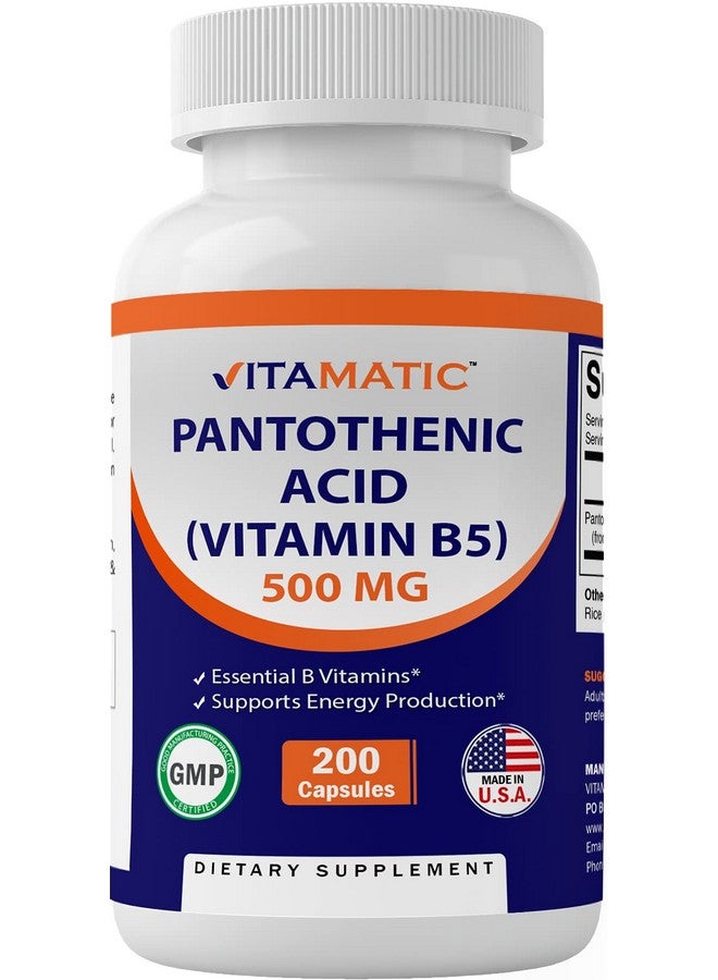 Vitamatic Pantothenic Acid (Vitamin B5) 500 mg- 200 Capsules - Image 1