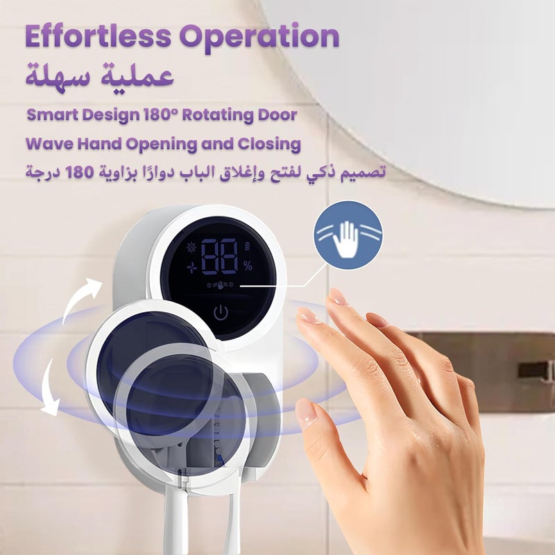 nafas Toothbrush Sanitizer Holder UV Cleaning and Air Drying Wall Mounted Holder, 2 Toothbrush Slots, LED Display Portable Rechargeable Toothbrush Holders for Bathroom, Home, Office, and Travel - Image 3