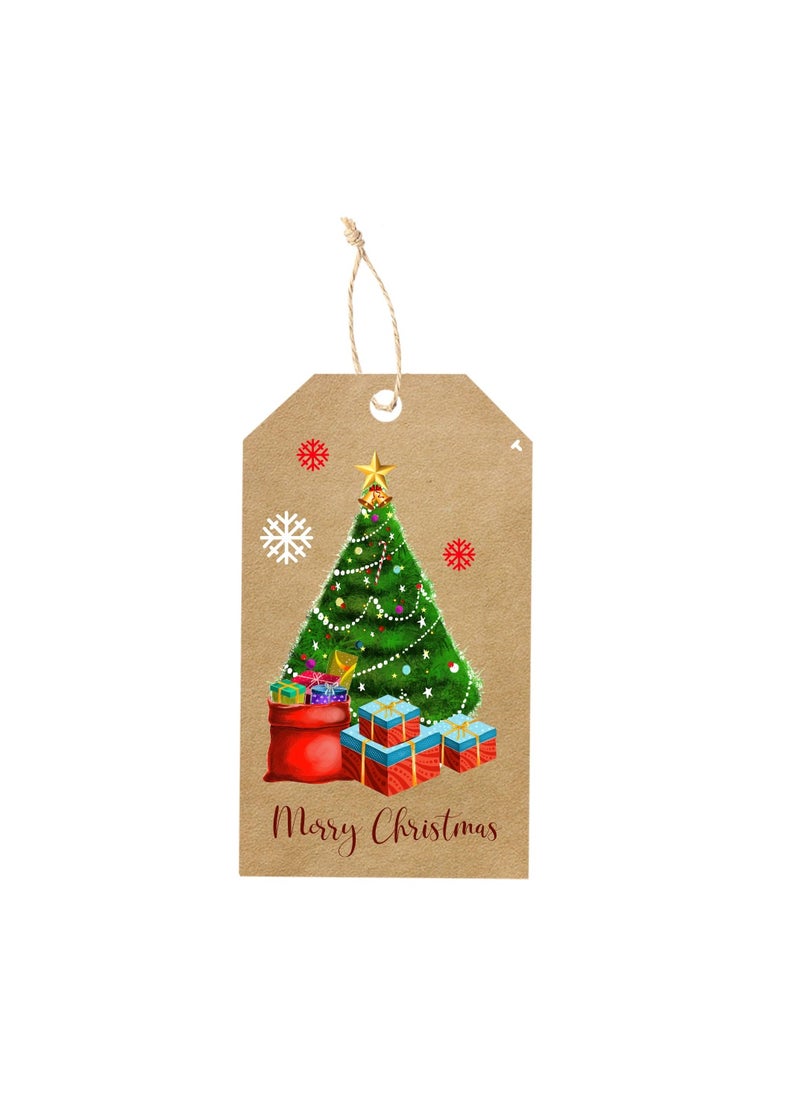 PRINTSHOP4ME Christmas Gift Tags With String–Festive Holiday Paper Tags For Wrapping Gifts,Decor,Party Favors–Eco-Friendly Brown Kraft Paper Tags  - Image 1