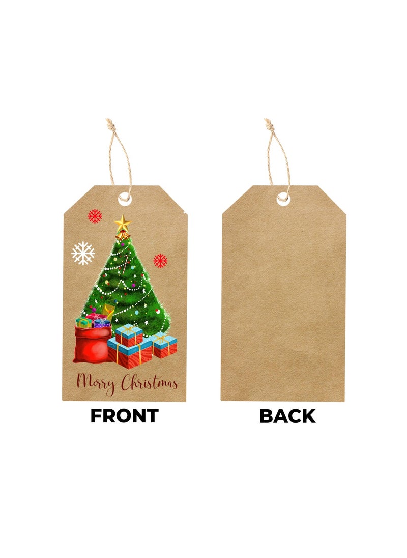 PRINTSHOP4ME Christmas Gift Tags With String–Festive Holiday Paper Tags For Wrapping Gifts,Decor,Party Favors–Eco-Friendly Brown Kraft Paper Tags  - Image 2
