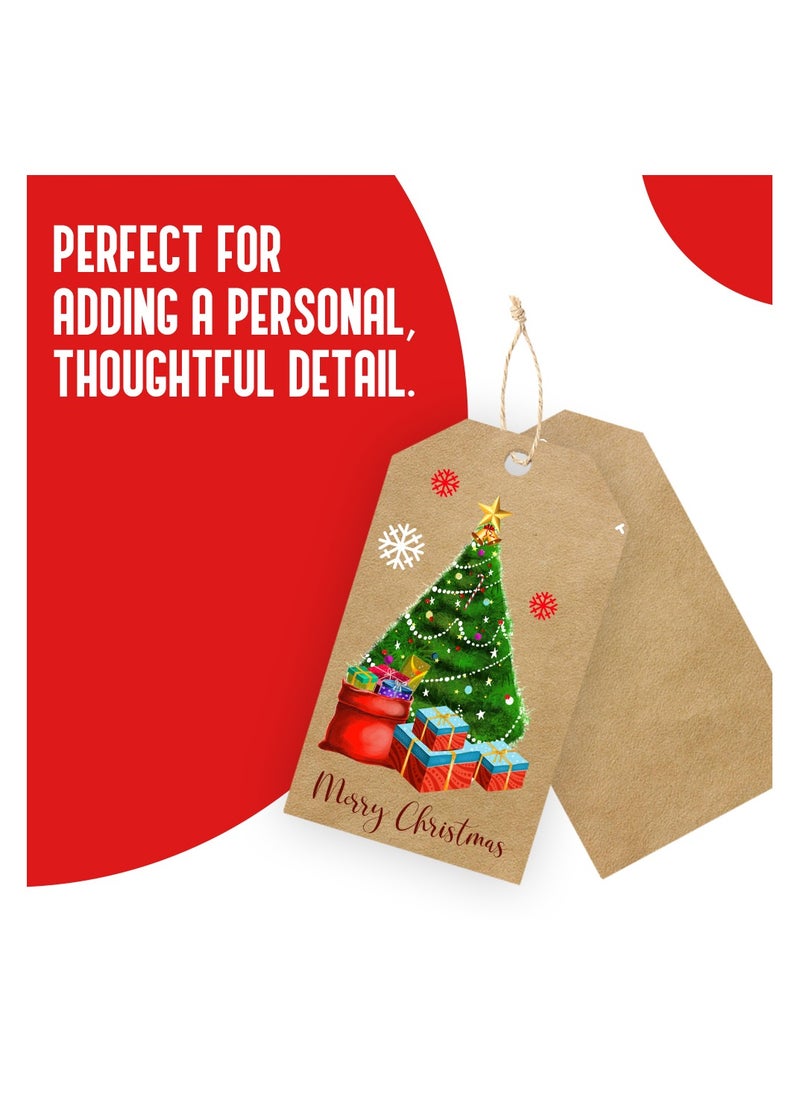PRINTSHOP4ME Christmas Gift Tags With String–Festive Holiday Paper Tags For Wrapping Gifts,Decor,Party Favors–Eco-Friendly Brown Kraft Paper Tags  - Image 4