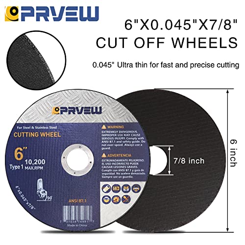 PRVEW 25-Pack 6 Inch Cut Off Wheels,6"x0.045"x7/8" Cutting Wheels, Angle Grinder Cutting Disc General Purpose Cut-Off Wheel(6-Inch) - Image 2