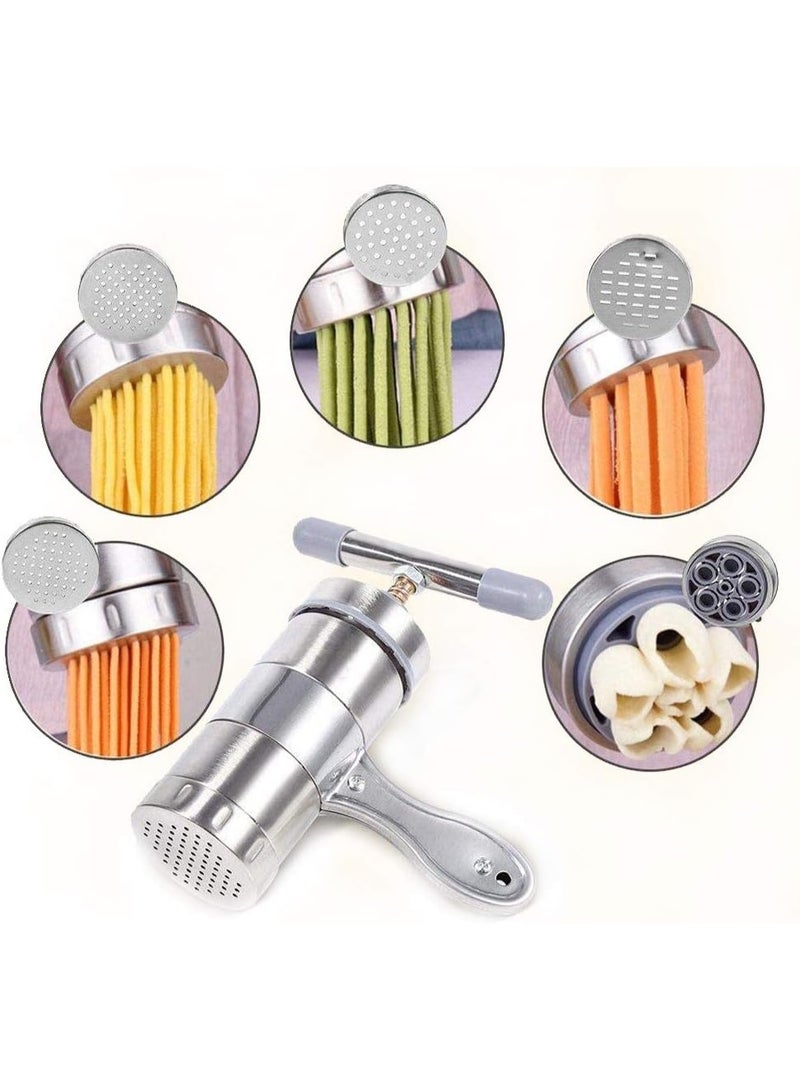 Xian Stainless Steel Manual Noodle Maker with 5 Molds for Making Noodles and Fettuccine in Various Shapes and Thicknesses - Image 1