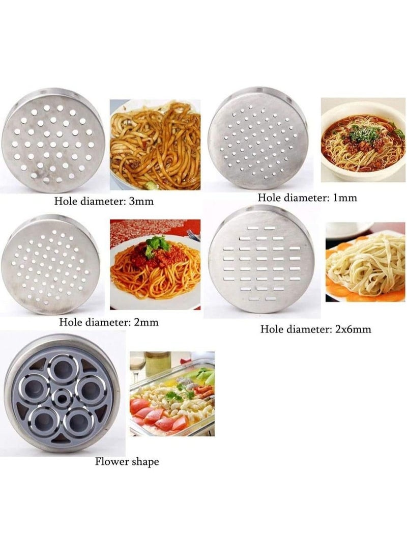 Xian Stainless Steel Manual Noodle Maker with 5 Molds for Making Noodles and Fettuccine in Various Shapes and Thicknesses - Image 5