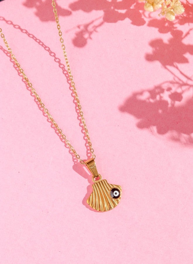 بريمسونس قلادة بريمسونز® على شكل صدفة عين الشر | مجوهرات أنيقة وواقية للنساء والفتيات - ذهبي - Image 3