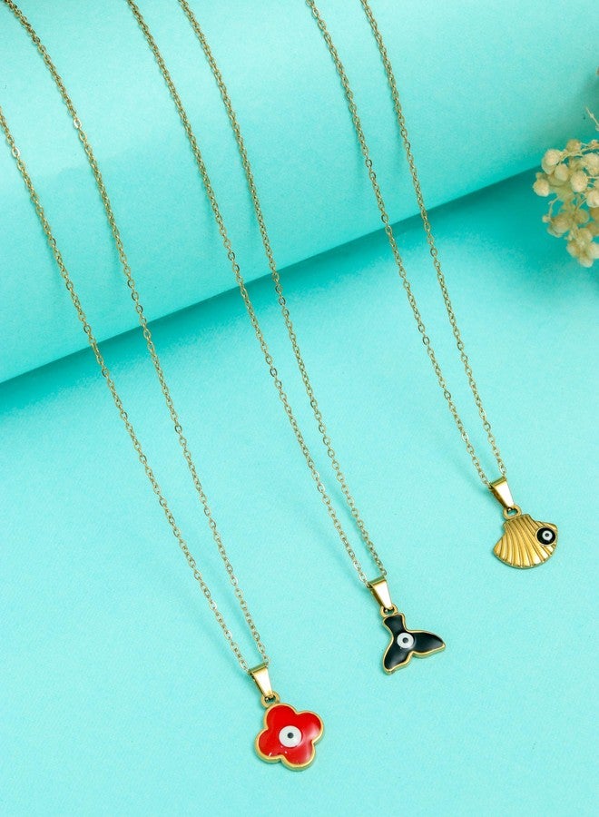 بريمسونس قلادة بريمسونز® على شكل صدفة عين الشر | مجوهرات أنيقة وواقية للنساء والفتيات - ذهبي - Image 5