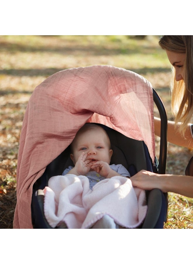 Meracorallo Muslin Baby Car Seat Cover, Lightweight Breathable Soft Infant Carrier Cover Carseat Canopy for Baby Boys and Girls, Pink - Image 5