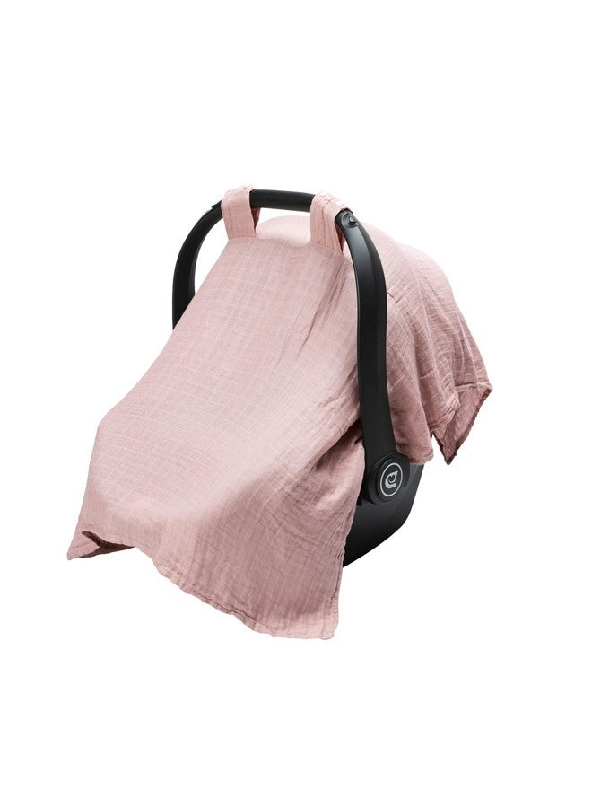 Meracorallo Muslin Baby Car Seat Cover, Lightweight Breathable Soft Infant Carrier Cover Carseat Canopy for Baby Boys and Girls, Pink - Image 1