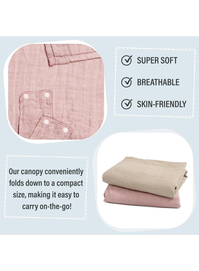 Meracorallo Muslin Baby Car Seat Cover, Lightweight Breathable Soft Infant Carrier Cover Carseat Canopy for Baby Boys and Girls, Pink - Image 4