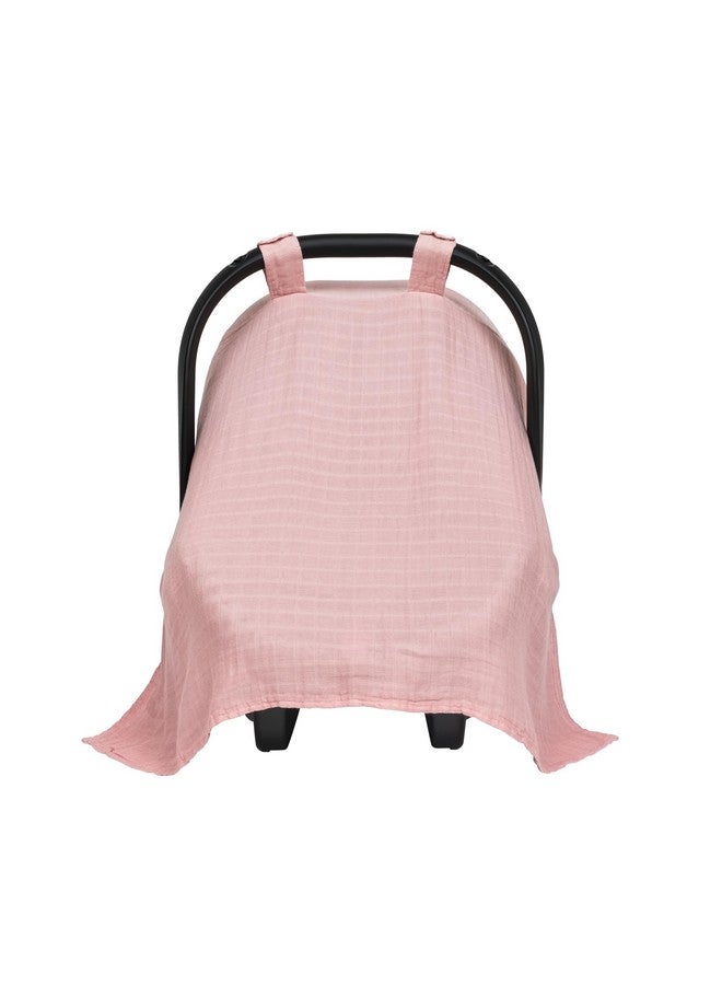 Meracorallo Muslin Baby Car Seat Cover, Lightweight Breathable Soft Infant Carrier Cover Carseat Canopy for Baby Boys and Girls, Pink - Image 2