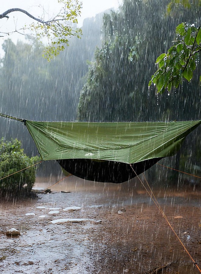 Night Cat Camping Hammock Tent: Lightweight Portable 4 in 1 Hammock with Rain Tarp and Mosquito Net for Hiking Jungle Outdoor Green - Image 4