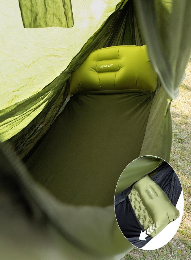 Night Cat Camping Hammock Tent: Lightweight Portable 4 in 1 Hammock with Rain Tarp and Mosquito Net for Hiking Jungle Outdoor Green - Image 5