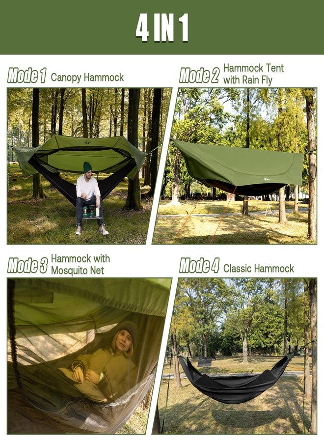 Night Cat Camping Hammock Tent: Lightweight Portable 4 in 1 Hammock with Rain Tarp and Mosquito Net for Hiking Jungle Outdoor Green - Image 3