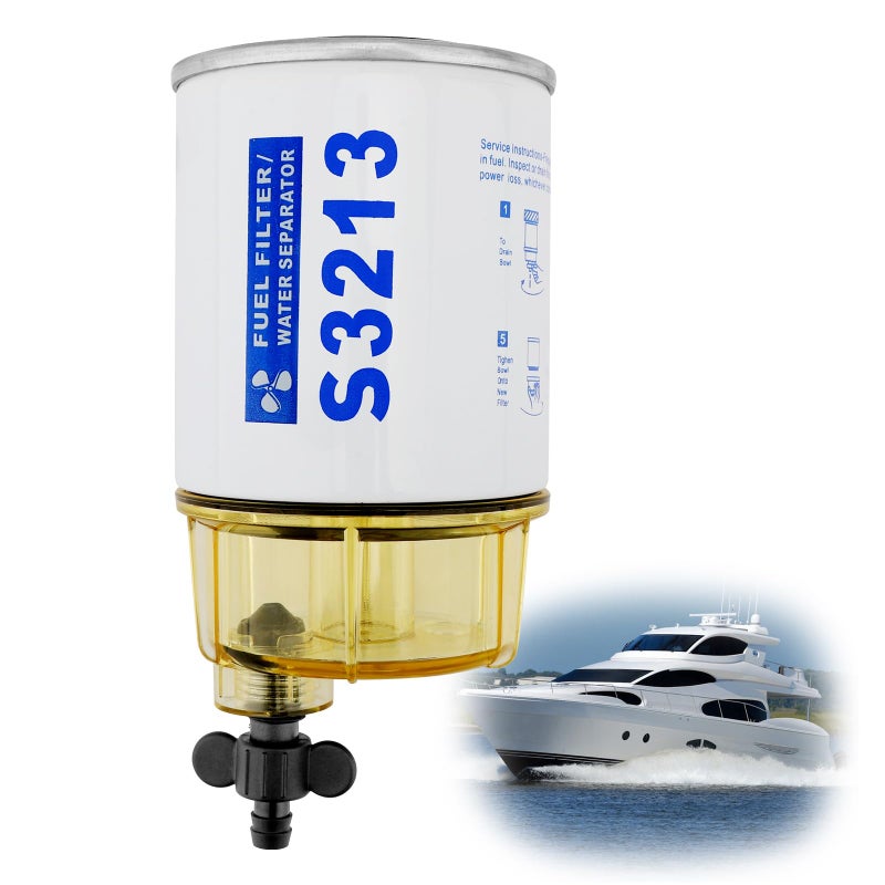 S3213 Fuel Filter Marine Water Separator with Clear Bowl AssemblyReplacement For Marine Outboard Motor Mercury Replaces 35604941 1879321 1817928 35809097