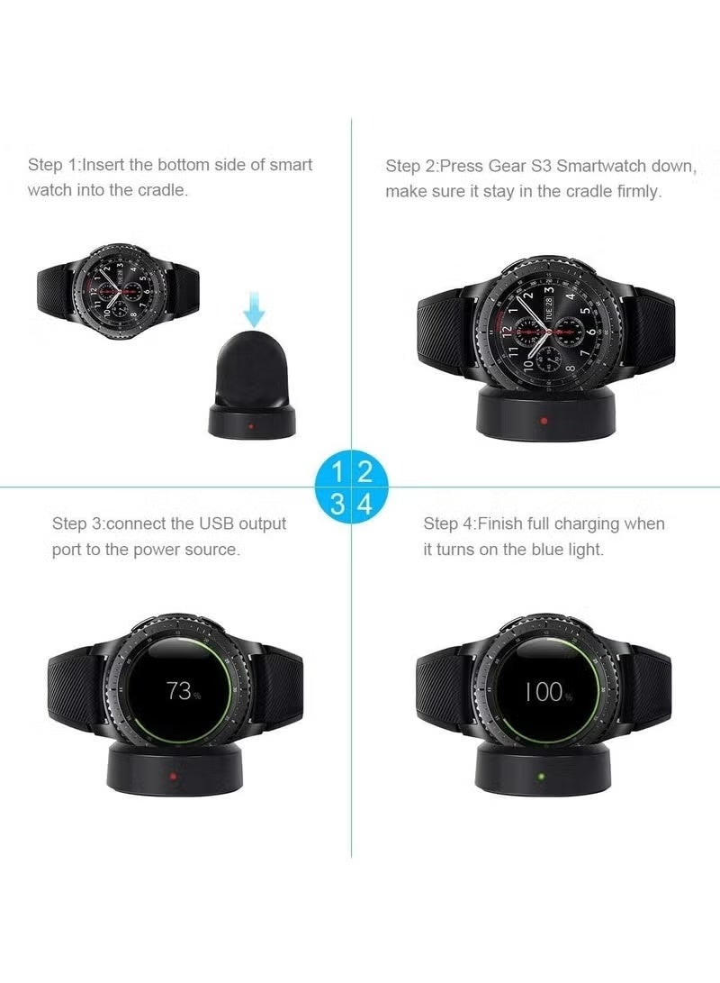 Wireless Charging Dock Cradle Smartwatch Charger For Samsung Gear S2 S3 S4 Black - Image 5