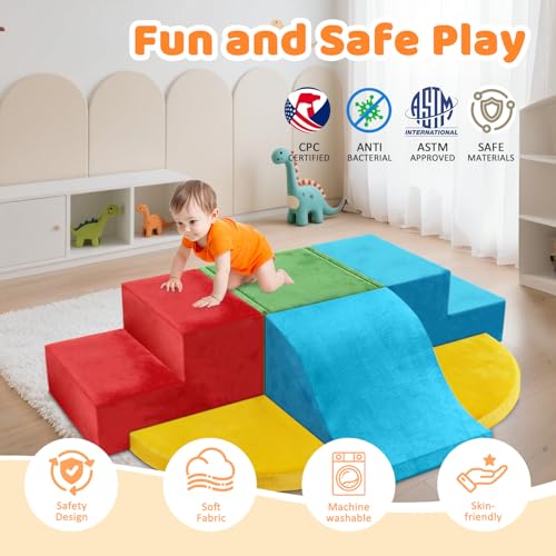 JWPEHOE 7Piece Toddler Climbing Toys Indoor Foam Climbing Blocks Soft Play Structures Climbing Toys for 1 Year Old MultiColor Combinations Climbing Blocks Indoor for Toddler13 Infant Baby - Image 5