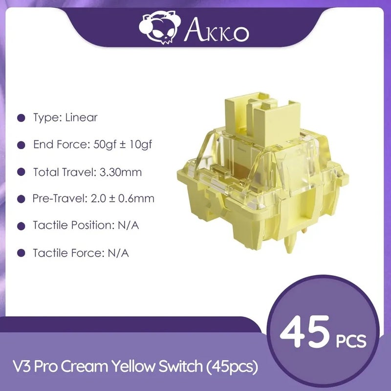 أكو لوحة مفاتيح Akko V3 Pro Switch Set 45 Pcs Tactile and Linear Switches for Cherry MX Mechanical Keyboard - Image 4