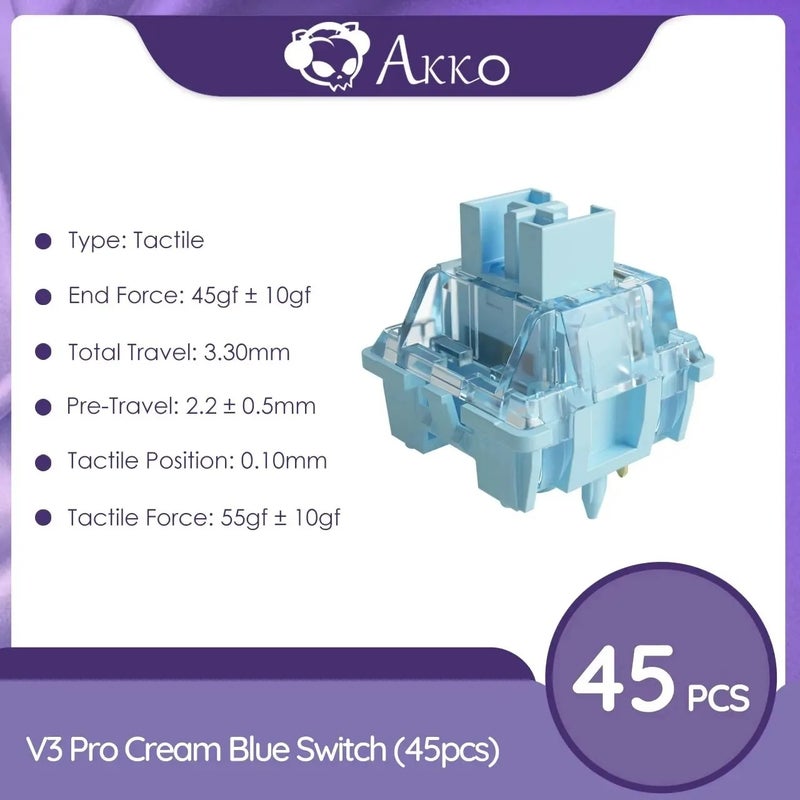 أكو لوحة مفاتيح Akko V3 Pro Switch Set 45 Pcs Tactile and Linear Switches for Cherry MX Mechanical Keyboard - Image 1