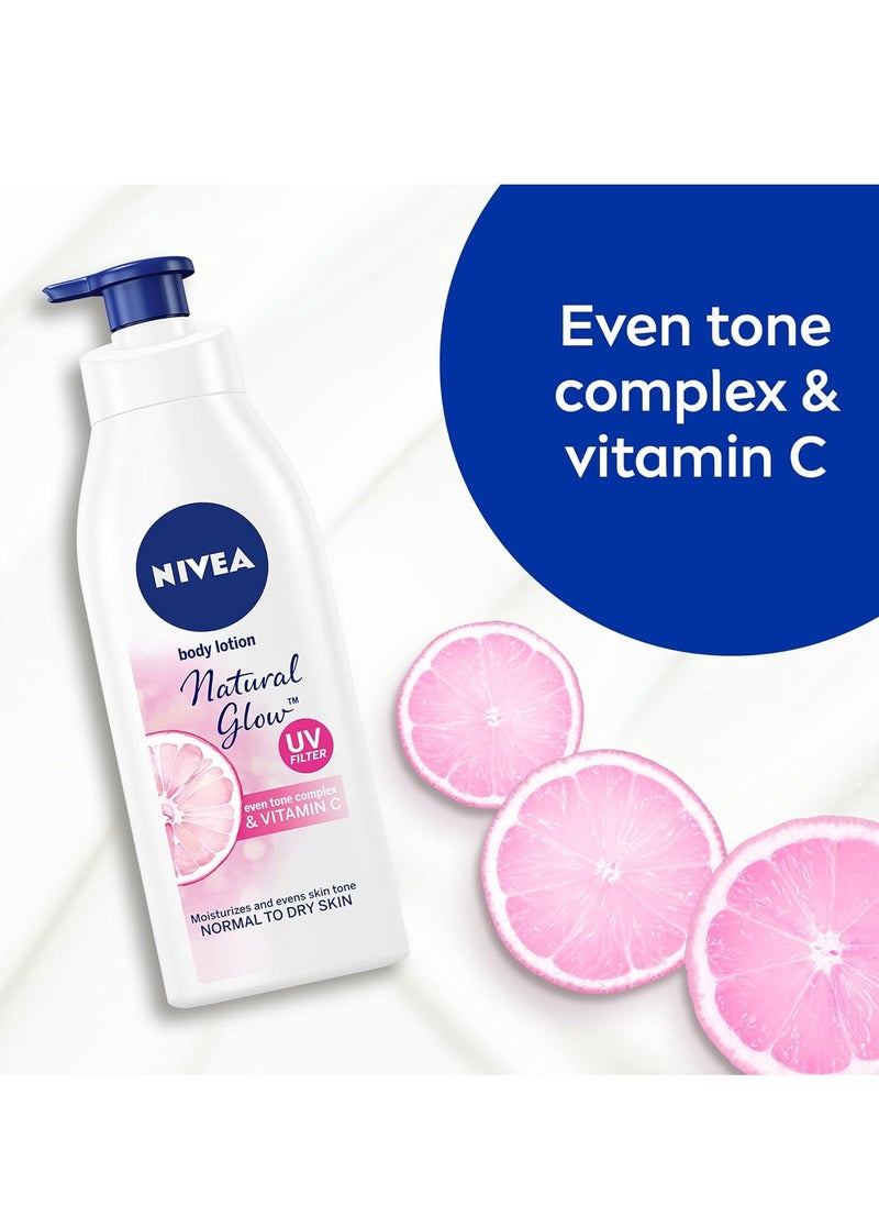 Nivea - NIVEA Body Lotion Even Tone Natural Glow Complex & Vitamin C All Skin Types 400ml - Image 1