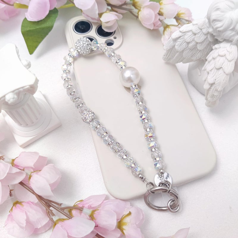 cioatu Cute Phone Wrist Strap Chic Beaded Cellphone Lanyard with Tether Tab Phone Charm Grip Strap for PhoneBag Purses Keys (Glitter Colorful) - Image 5
