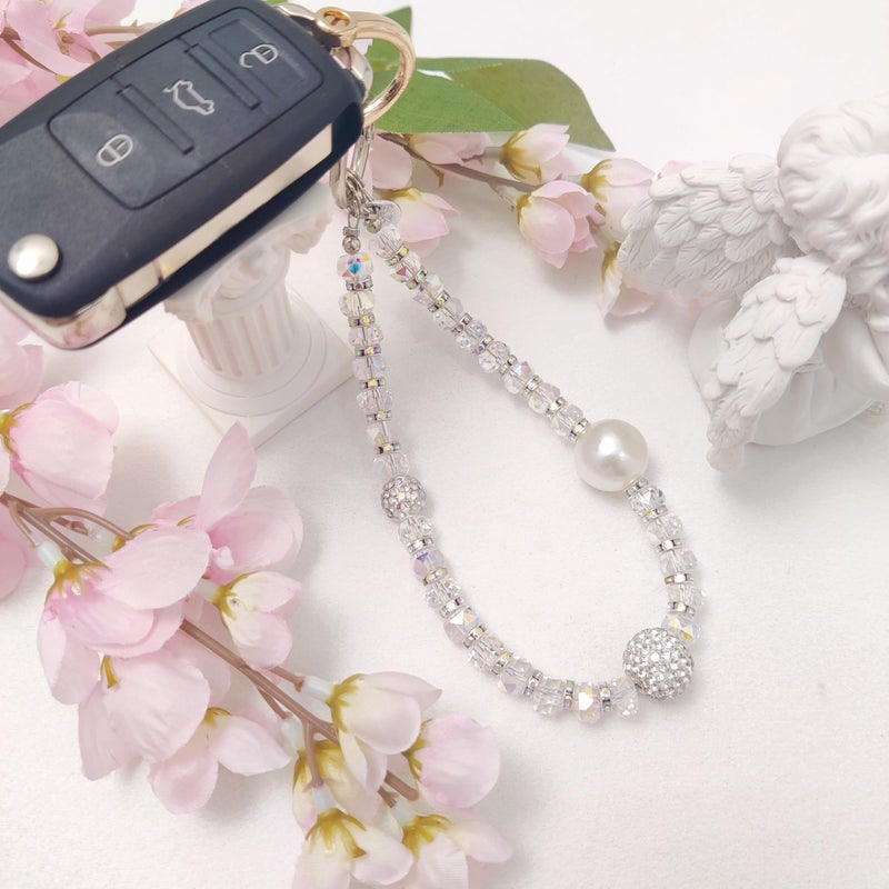 cioatu Cute Phone Wrist Strap Chic Beaded Cellphone Lanyard with Tether Tab Phone Charm Grip Strap for PhoneBag Purses Keys (Glitter Colorful) - Image 4