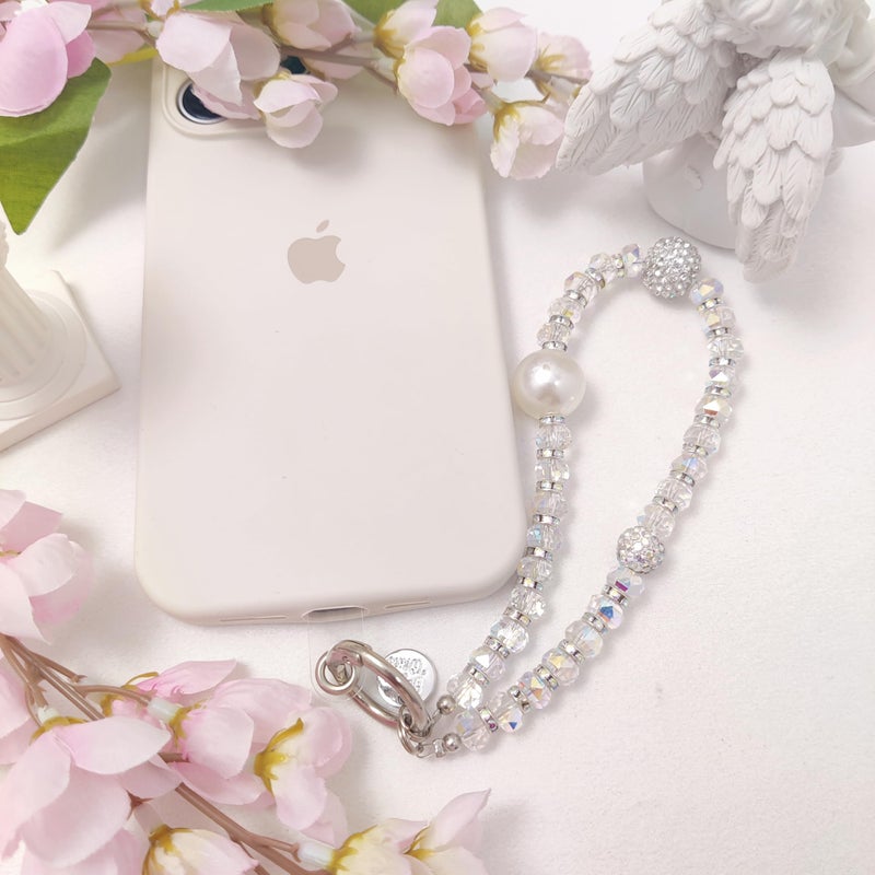 cioatu Cute Phone Wrist Strap Chic Beaded Cellphone Lanyard with Tether Tab Phone Charm Grip Strap for PhoneBag Purses Keys (Glitter Colorful) - Image 3