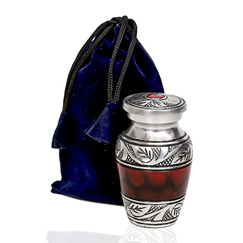 hlc Lovely Small Keepsake Urn Qnty 1 - Keepsake Urn for Human Ashes with 1 Velvet Box Bag-Mini Keepsake Urn -Red Brass Mini Memorial Affordable Keepsake Urn (3 cu.in) - Image 5