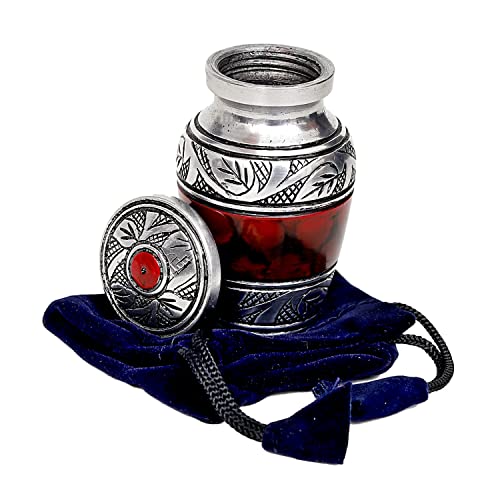 hlc Lovely Small Keepsake Urn Qnty 1 - Keepsake Urn for Human Ashes with 1 Velvet Box Bag-Mini Keepsake Urn -Red Brass Mini Memorial Affordable Keepsake Urn (3 cu.in) - Image 3
