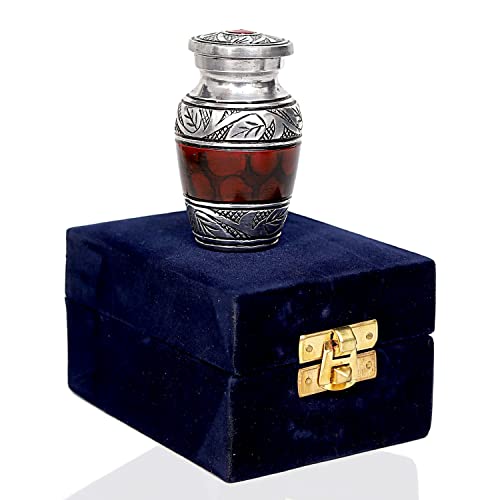 hlc Lovely Small Keepsake Urn Qnty 1 - Keepsake Urn for Human Ashes with 1 Velvet Box Bag-Mini Keepsake Urn -Red Brass Mini Memorial Affordable Keepsake Urn (3 cu.in) - Image 2