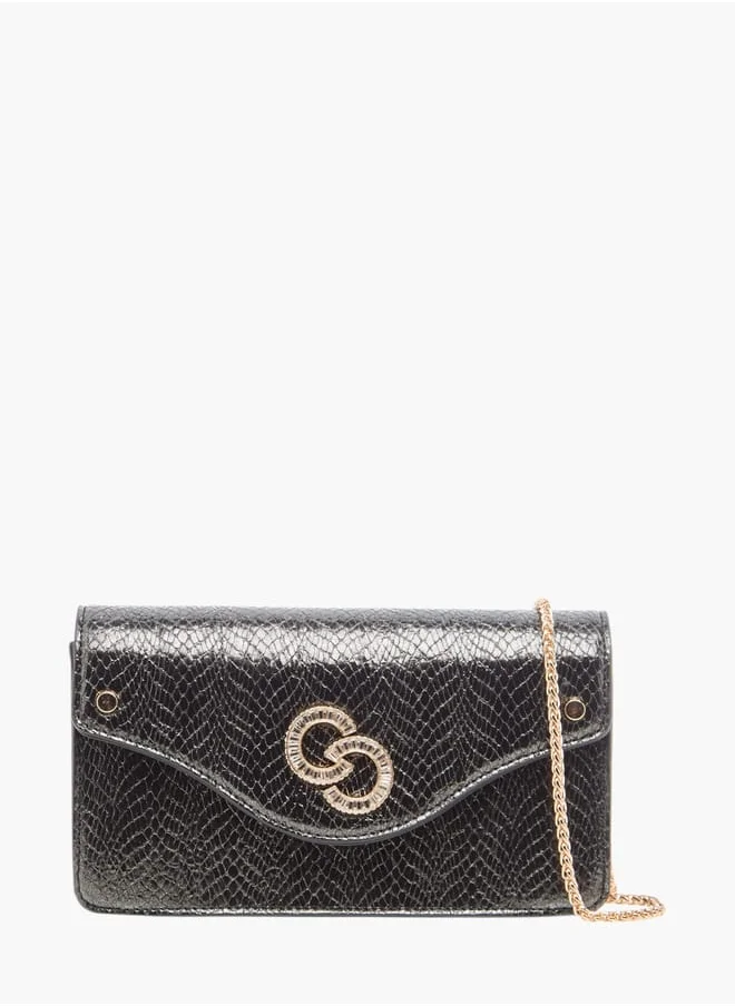 سيليست Womens Textured Crossbody Bag With Button Closure And Chain Strap