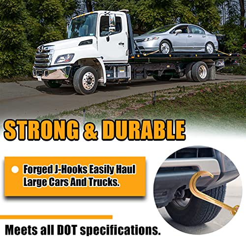 FITHOIST Grade 80 Chain V-Bridle | 3/8In x 2Ft Towing Chains Bridle with J Hooks and Grab Hooks | Transport Chain with 7,100LBS Safe Working Load | for Flatbed Truck Rollback Wrecker Carrier - Image 3