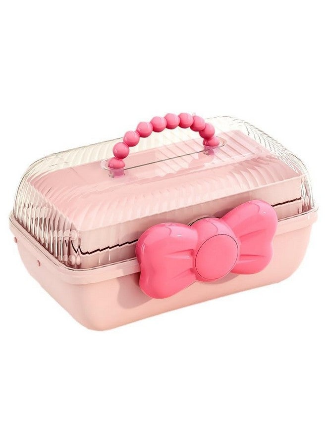 HoopVool® Hair Accessories Organizer Box, Hair Ribbon Storage Box Ribbon Box Multi-Purpose 3 Layer Organizer with Handles for Nail Hair Accessories Sewing Supplies Makeup Art Supplies (Pink) - Image 2