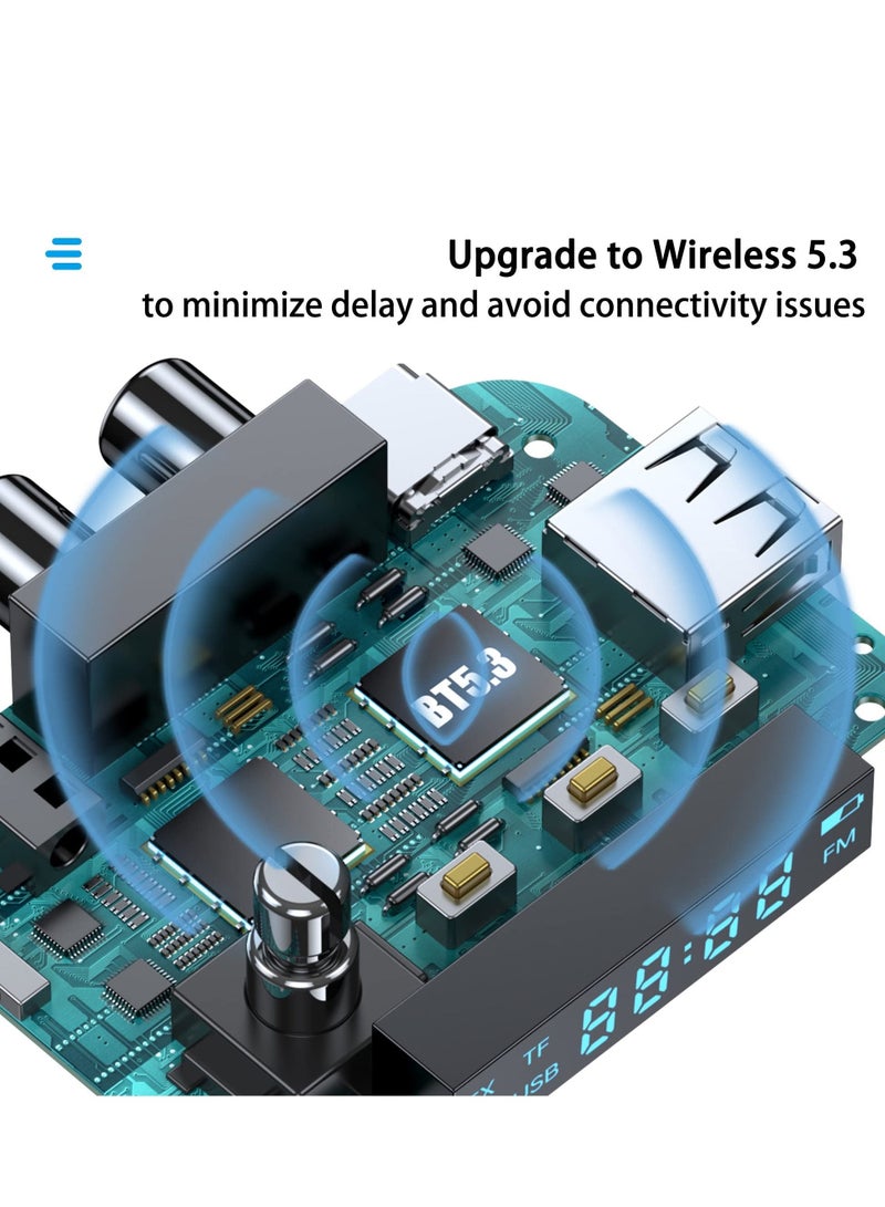 Captaintech Bluetooth Transmitter Receiver, Bluetooth Transmitter Receiver with Display, V5.3 Bluetooth Receiver for Home Stereo/Headphones/Speakers/Home Theater/Tv/Low Latency - Image 1