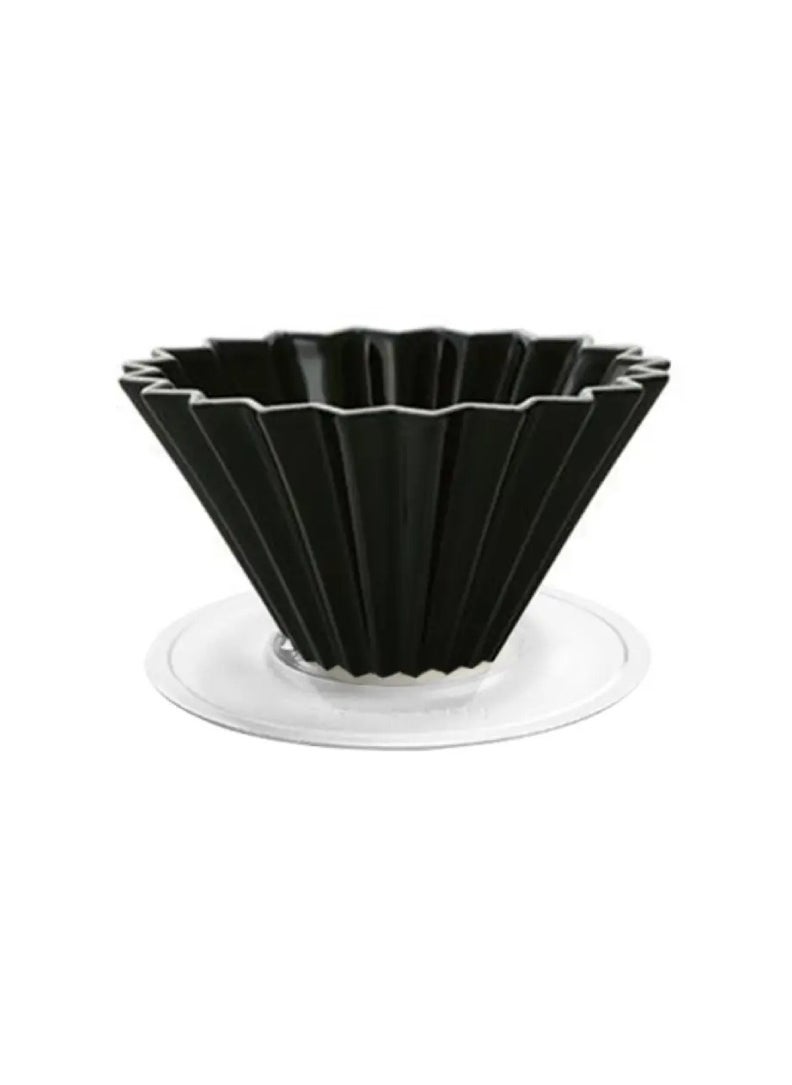 Origami - Ceramic Dripper M with Plastic Holder - Pour Over Coffee Maker - Compatible with VCF-02 and Wave 185 filters - Color Black - Image 1