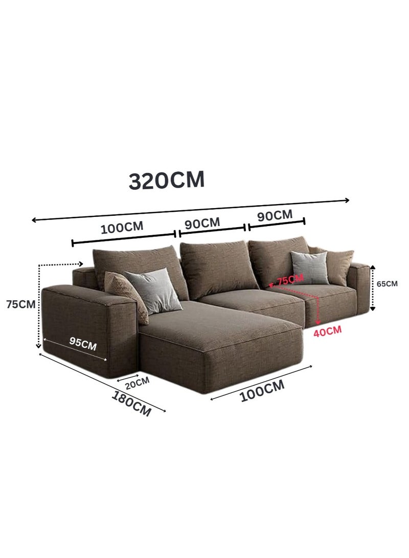 Karnak Sectional Sofa With Cushions L-Shaped Comfortable Living Room Sofa Color (Brown) - Image 2
