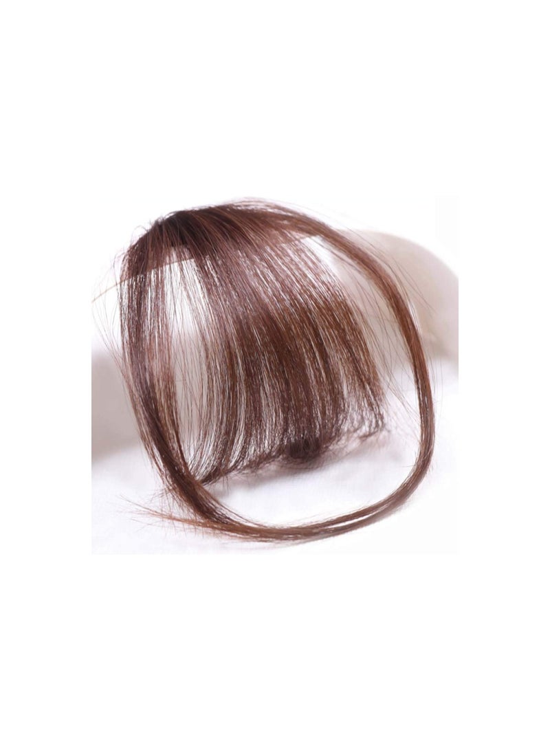Estelle Human Hair Air Bangs Clip in Bangs Hair Extensions with Temples One Piece Clip on Front Bangs Hairpiece 100% Human Real Hair Fringe for Women (#4 Light Brown) - Image 3