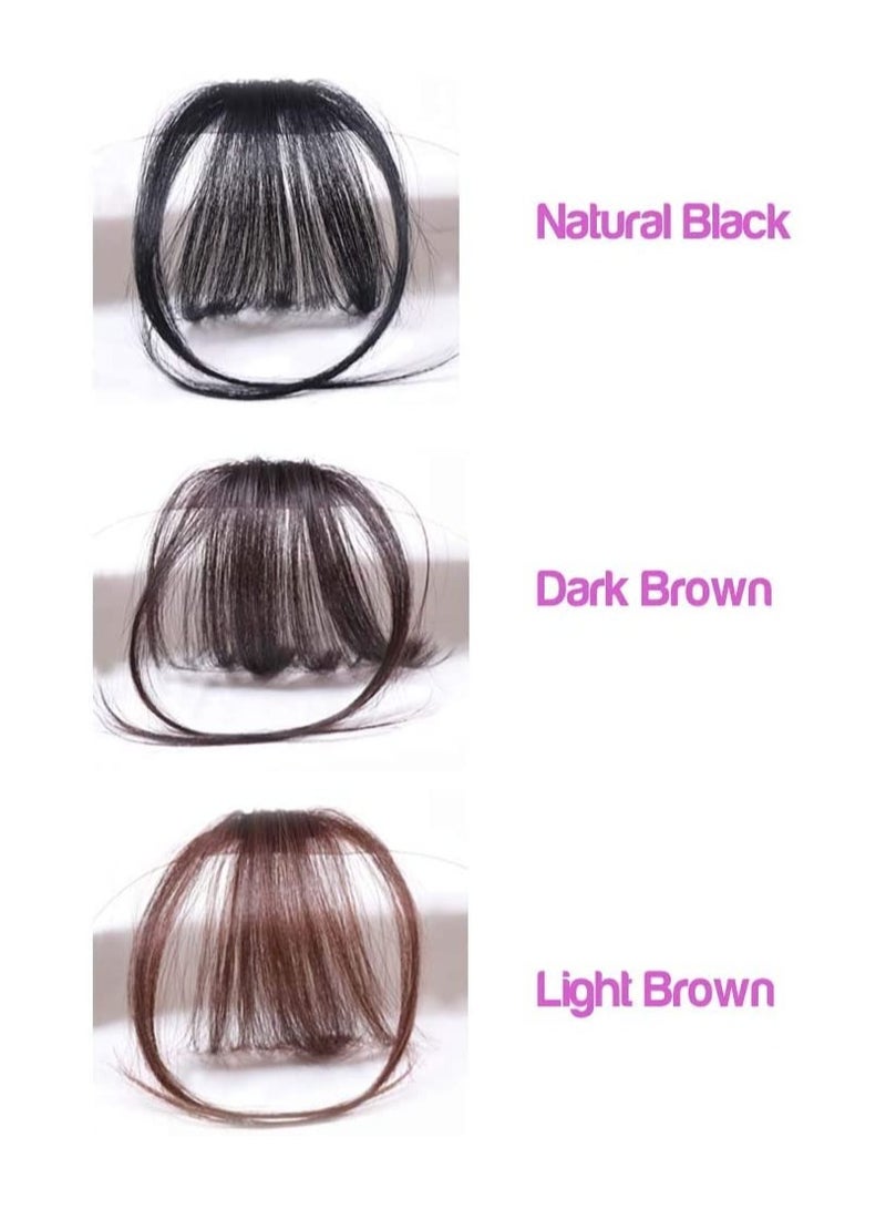 Estelle Human Hair Air Bangs Clip in Bangs Hair Extensions with Temples One Piece Clip on Front Bangs Hairpiece 100% Human Real Hair Fringe for Women (#4 Light Brown) - Image 4