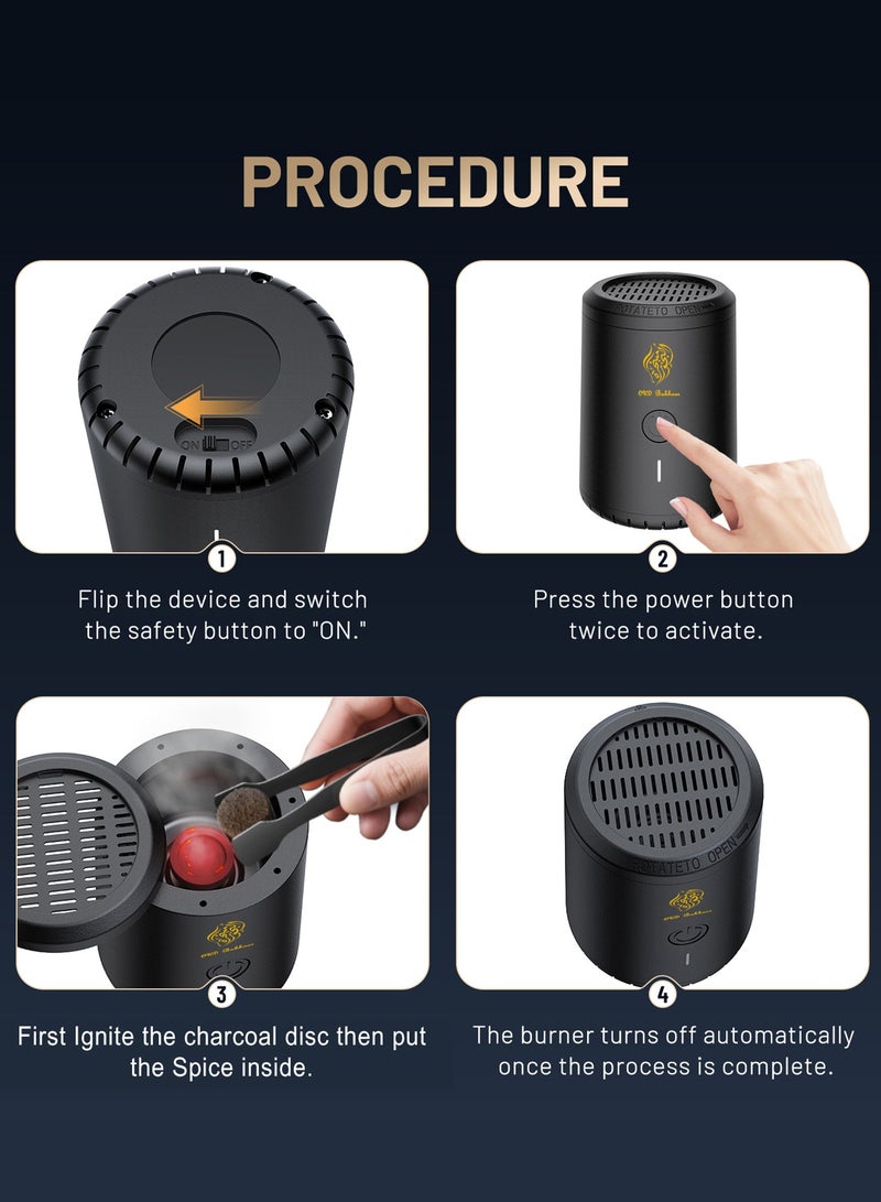 Oud Bukhoor 2025 New Portable Electric Incense Burner – Rechargeable, with Ceramic Chamber, for Use with Incense Charcoal - Image 2