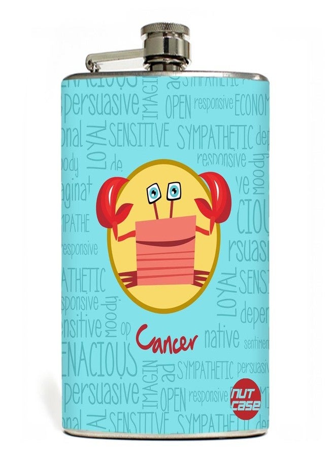 Designer Hip Flask 7 Oz Nutcase - - Star Signs - Cancer Blue