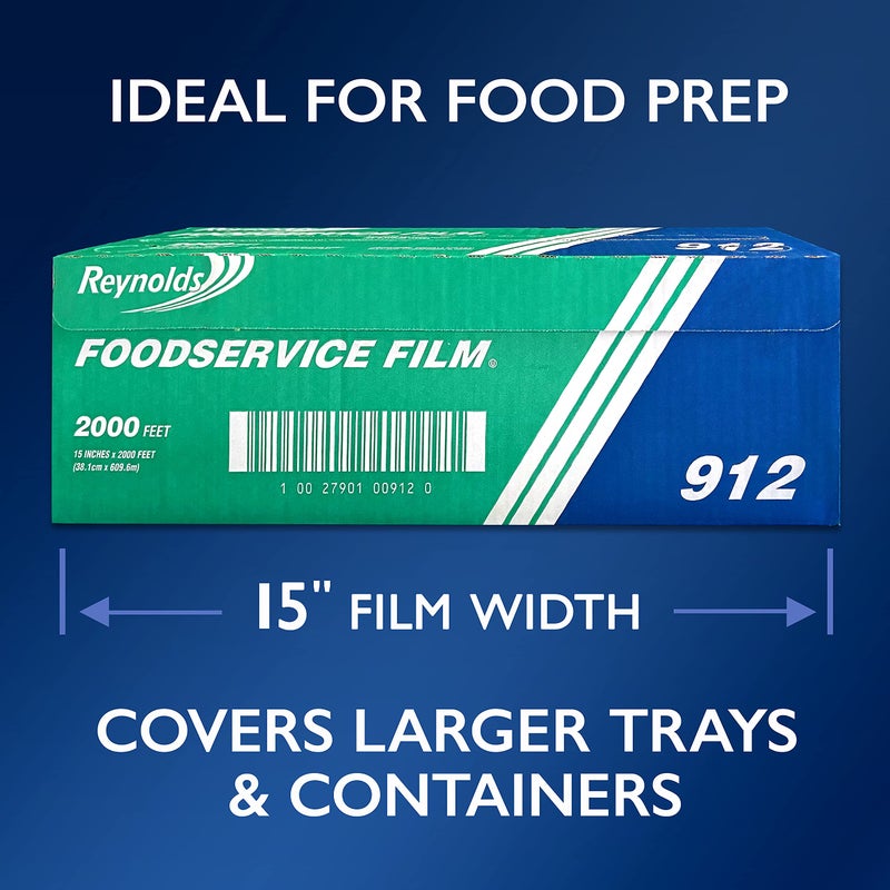 Reynolds 912 Foodservice Clear Plastic Wrap Film, 15 inch Width, 2000 Feet - Image 3