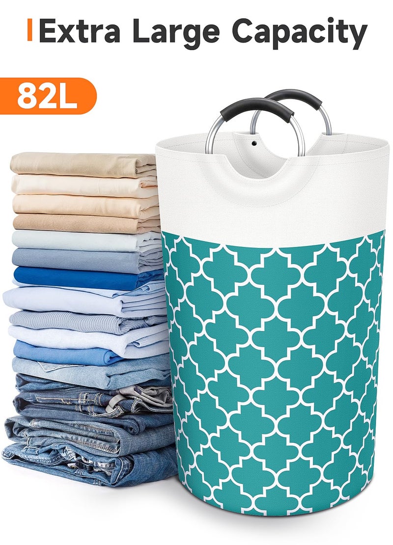 Fabspace Large Laundry Basket Laundry Hamper Bag Washing Bin Clothes Bag Collapsible Tall With Handles Waterproof Travel Bathroom College Essentials Storage For College Dorm  Family (Green) 82L - Image 5