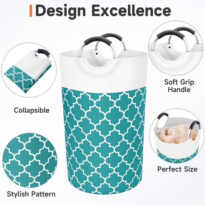 Fabspace Large Laundry Basket Laundry Hamper Bag Washing Bin Clothes Bag Collapsible Tall With Handles Waterproof Travel Bathroom College Essentials Storage For College Dorm  Family (Green) 82L - Image 3