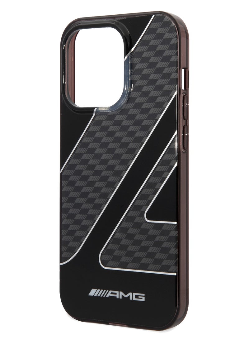 AMG Transparent Double Layer Case With Checkered Flag Pattern For iPhone 14 Pro Max - Black - Image 2