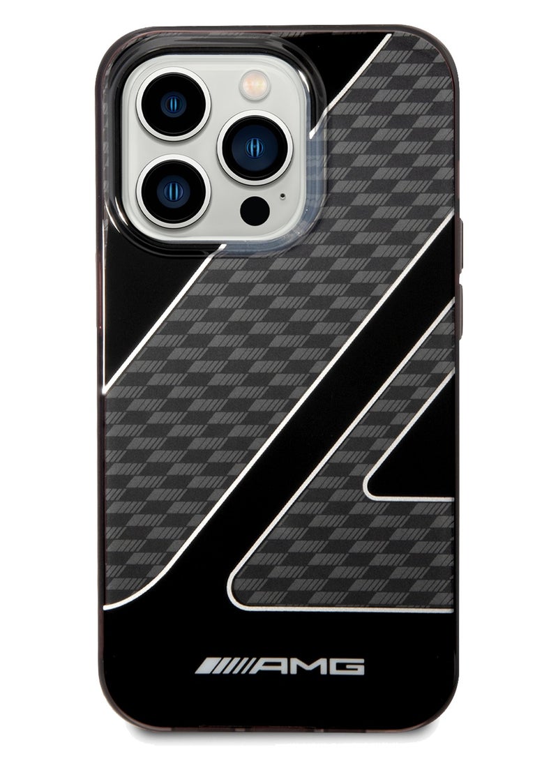 AMG Transparent Double Layer Case With Checkered Flag Pattern For iPhone 14 Pro Max - Black - Image 1