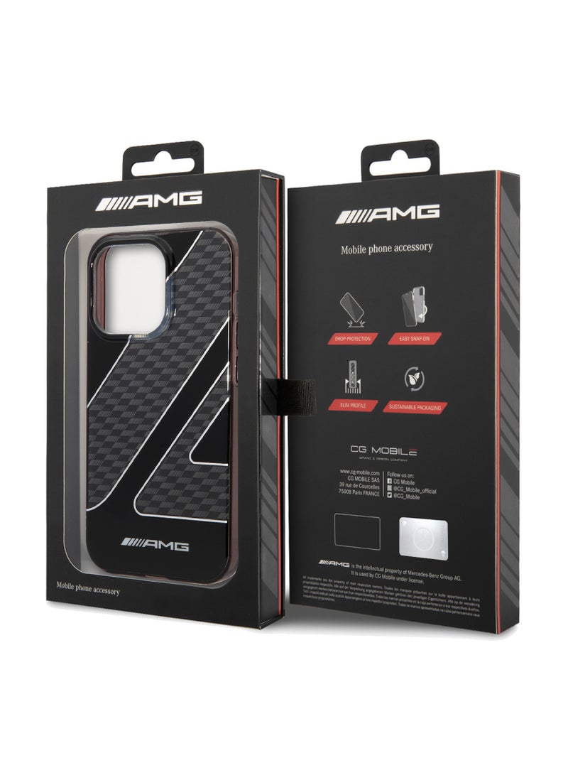 AMG Transparent Double Layer Case With Checkered Flag Pattern For iPhone 14 Pro Max - Black - Image 3