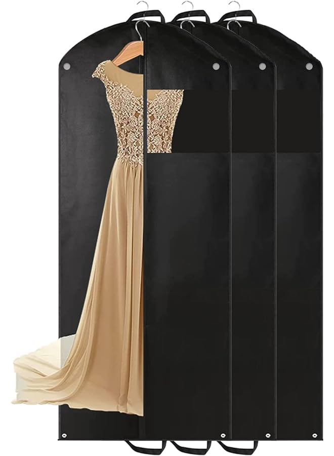 Zaboon حقيبة ملابس لتخزين خزانة الملابس، مجموعة من 3 قطع 165*60 سم، غطاء بدلة معلق للرجال والنساء، غطاء حماية ملابس لتخزين خزانة الملابس للفساتين الطويلة 60*165 سم - Image 1