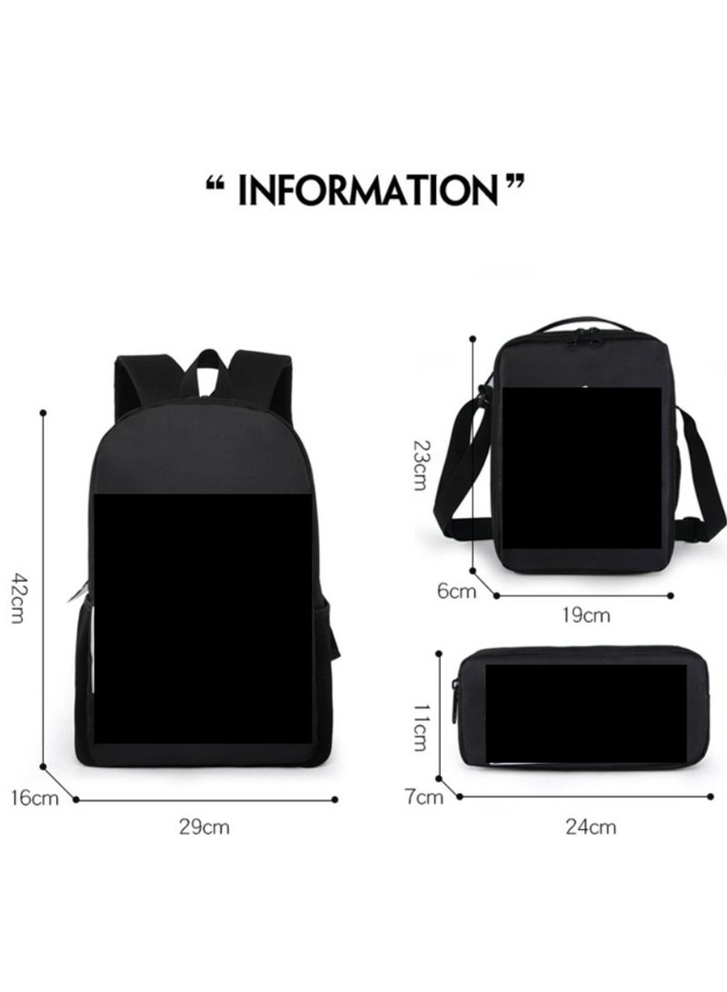 MINECRAFT Digital Printing Large Capacity Backpack Three piece Set Lunch Bag Pen Bag Polyester Comfortable Load Reducing Backpack for Students and Children Unisex - Image 2