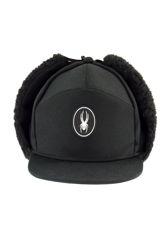 سبايدر قبعة سبايدر الرجالية ذات غطاء أذن من صوف الشيربا، أسود، مقاس كبير/كبير جدًا - Image 2