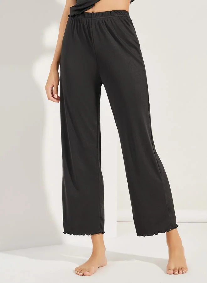 Styli Lace Detail Top & Crop Pant Pyjama Set